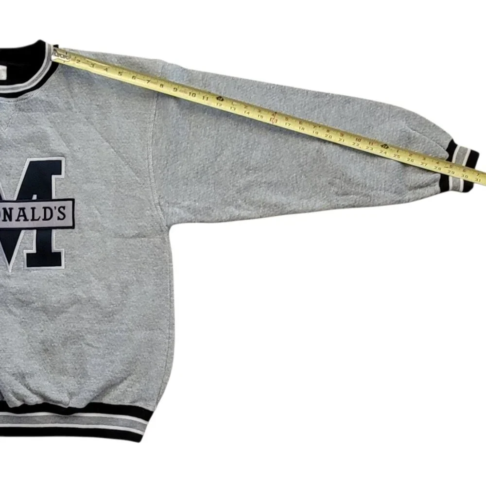 Vintage McDonald’s Varsity Sweatshirt Gray Striped Cuffs BAC Premier NEW Rare